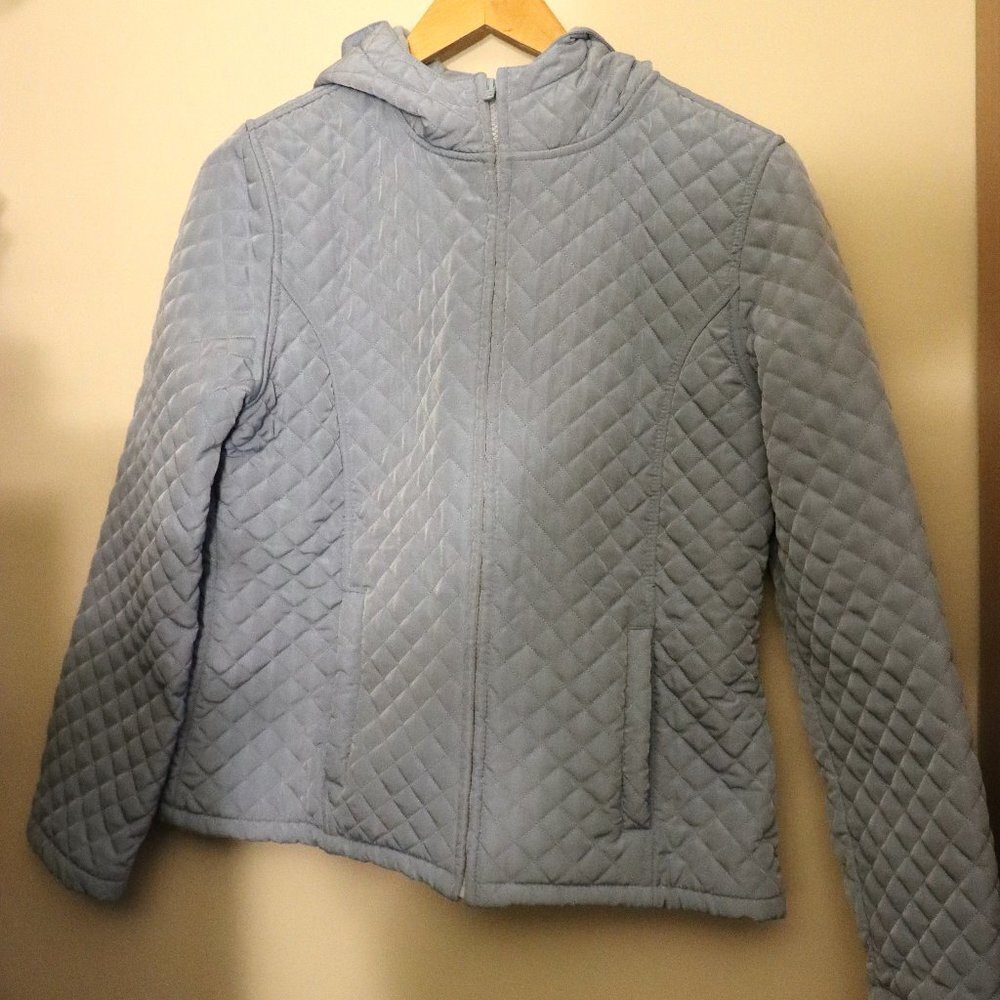 Izod Blue Quilted Fleece Jacket, Zip-up coat, Size M